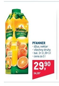 PFANNER džus, nektar všechny druhy