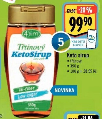 Sirup KetoSirup bez lepku 4Slim