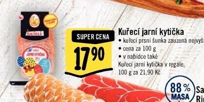 Šunka kuřecí prsní zauzená nejvyšší jakosti DZ Klatovy