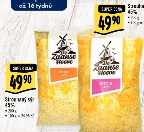 Sýr 45% strouhaný De Zaanse Hoeve
