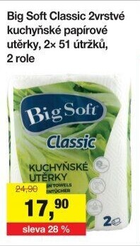 Utěrky kuchyňské 2vrstvé Classic Big Soft
