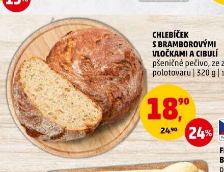 CHLEBÍČEK S BRAMBOROVÝMI VLOČKAMI A CIBULÍ
