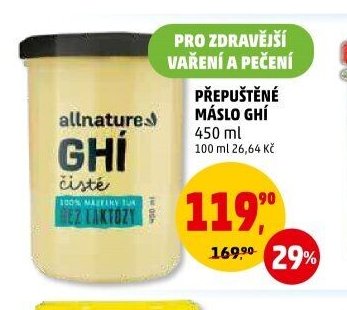 Přepuštěné máslo ghí Allnature
