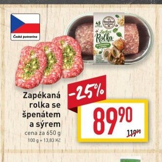 Zapékaná rolka se špenátem a sýrem