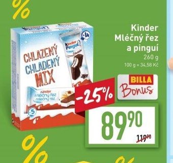 Kinder Mléčný řez a pinguí