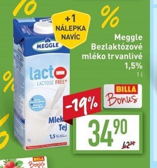 Meggle Bezlaktózové mléko trvanlivé 1,5 %