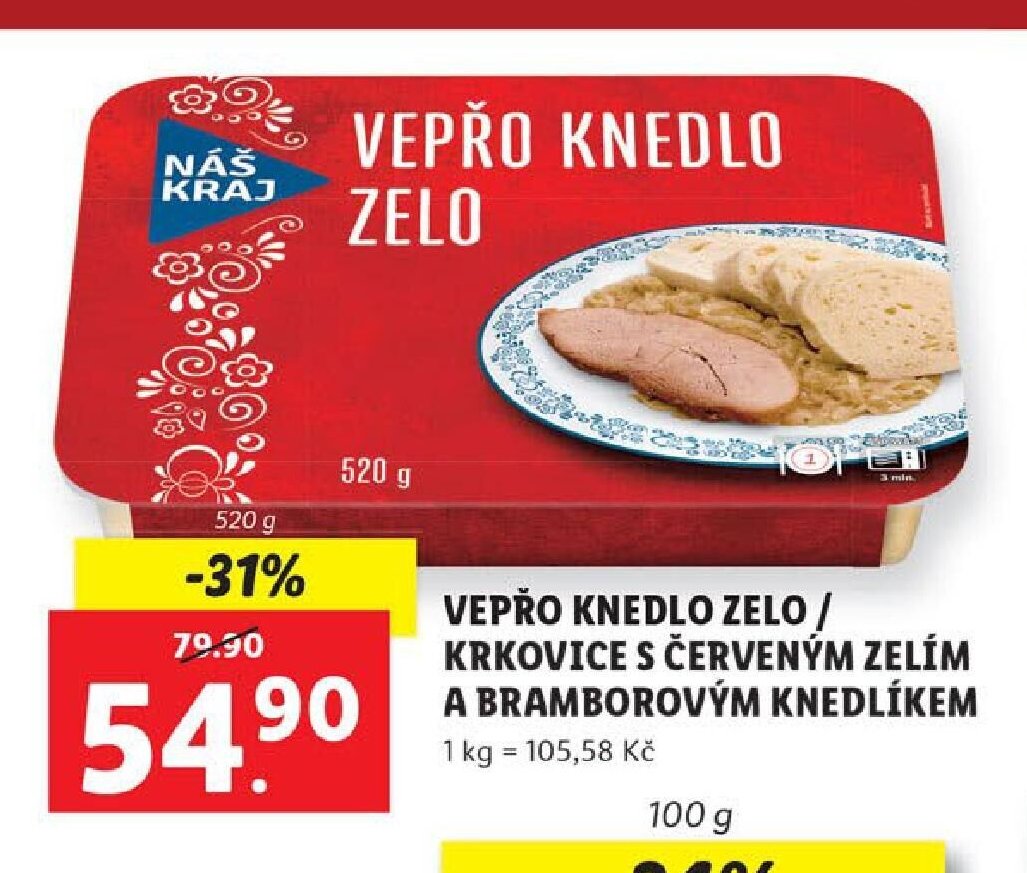Vepřo knedlo zelo / Krkovice s červeným zelím a bramborovým knedlíkem