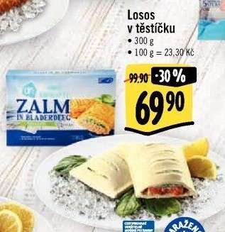 Losos se špenátem v těstíčku mražený Albert Heijn