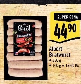 Grilovací klobása bratwurst Od řezníka na gril Albert