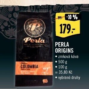 Zrnkové kávy Origins AH Perla