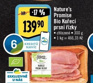 Kuřecí prsní řízky bio Nature'