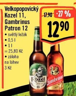 Pivo světlý ležák 12° Patron Gambrinus