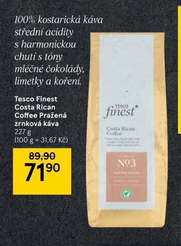 Tesco Finest Costa Rican Coffee Pražená zrnková káva