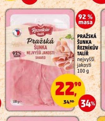 PRAŽSKÁ ŠUNKA ŘEZNÍKŮV TALÍŘ nejvyšší jakosti 100 g