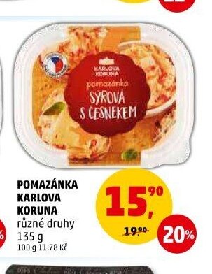 POMAZÁNKA KARLOVA KORUNA různé druhy