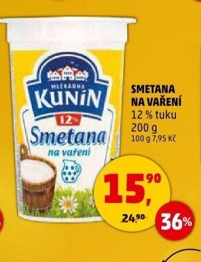 Smetana na vaření Kunín