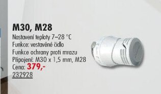Termostatická hlavice M30, M28 - UNI HOBBY akcniletaky.com