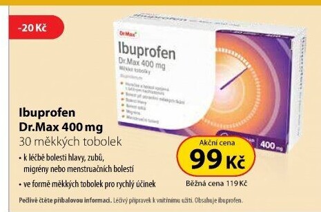 Tablety proti horečce a bolesti 400 Ibuprofen Dr.Max