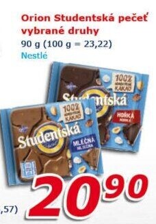 Čokoláda Studentská pečeť Orion