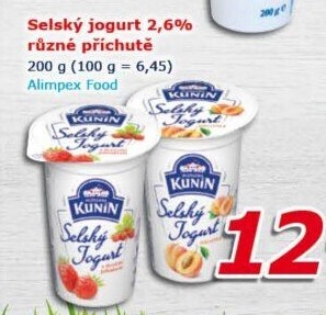 Ochucený jogurt selský Kunín