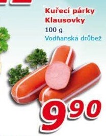 Párky kuřecí Klausovky Vodňanské kuře