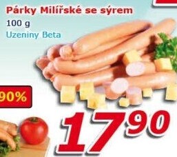 Párky Milířské se sýrem Uzeniny Beta