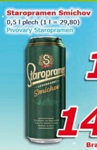 Pivo světlé výčepní 10° Smíchov Staropramen
