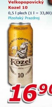 Pivo světlé výčepní 10°Velkopopovický Kozel