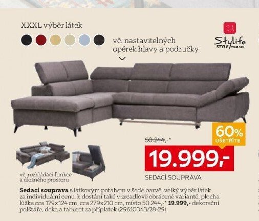 Sedací souprava šedá (Stylife)