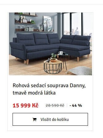 Rohová sedací souprava Danny, tmavě modrá látka - ASKO akcniletaky.com