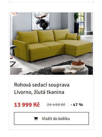 Rohová sedací souprava Livorno, žlutá tkanina - ASKO akcniletaky.com