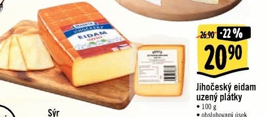 Sýr Eidam uzený 44% Jihočeský Madeta