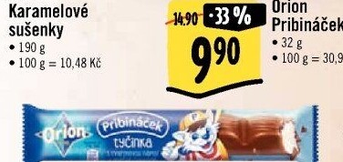 Tyčinka čokoládová Pribináček Orion