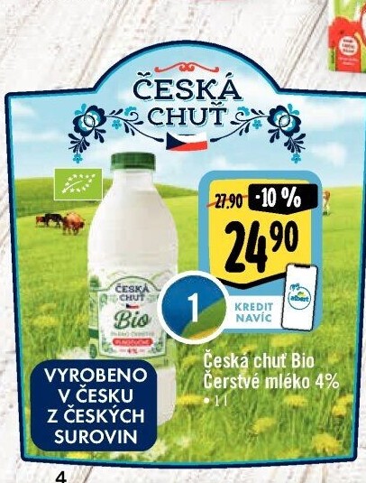 Mléko čerstvé Bio Česká chuť - 4% polotučné