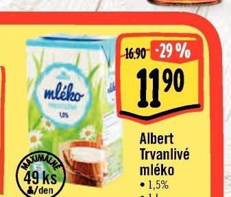 Mléko trvanlivé Albert - 1,5% polotučné