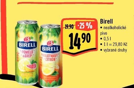 Nealkoholické pivo ochucené Birell