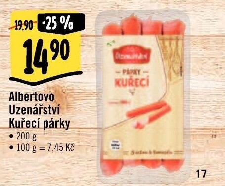 Párky kuřecí Albertovo uzenářství