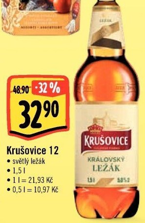 Pivo světlý ležák Královská 12° Krušovice