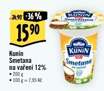 Smetana na vaření Kunín 12%