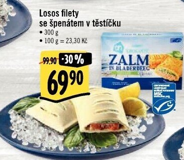 Losos se špenátem v těstíčku mražený Albert Heijn