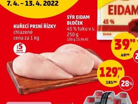 KUŘECÍ PRSNÍ ŘÍZKY chlazené 1 kg