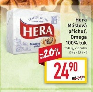 Hera Máslová příchuť, Omega 100% tuk 250 g