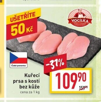 Kuřecí prsa s kostí bez kůže