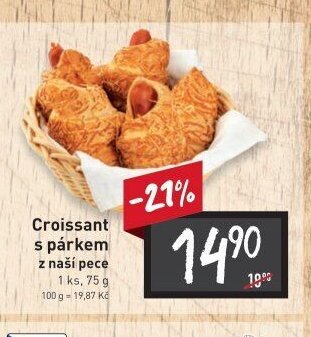 Croissant s párkem z naší pece