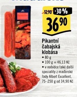 Čabajská klobása pikantní Albert Excellent