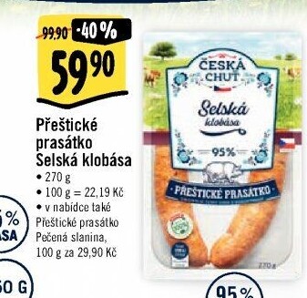 Selská klobása Přeštické prasátko Česká chuť