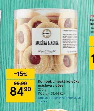 Kompek Linecká kolečka máslová v dóze