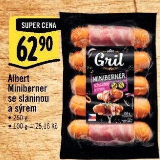 Miniberner se slaninou a sýrem Albert Gril