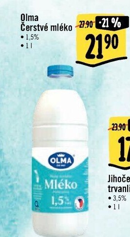 Mléko čerstvé Olma - 1,5% polotučné