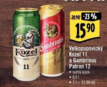 Pivo ležák 11° Velkopopovický Kozel